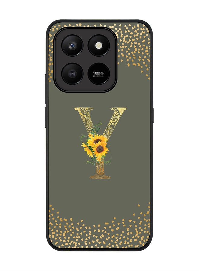 For Honor X7d 4G / X7d 5G / 400 Smart Case,Slim fit Camera Protection, Shockproof Thin Phone cover  - Custom Floral Monogram - Y  (Olive Green )